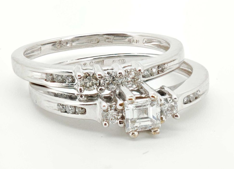 Inel si verigheta aur 14k cu diamante 0,55ct