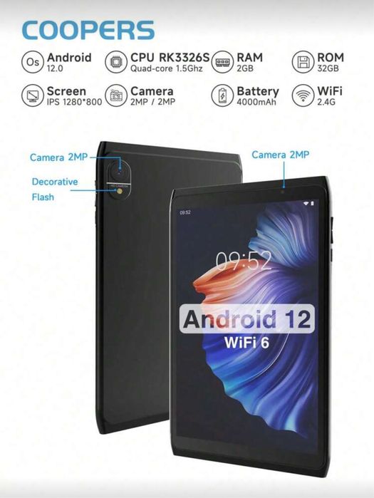 Tabletă Nouă Coopers CP81 8 inch – Android 12 – Sigilat în cutie