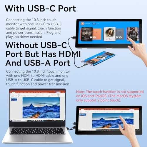 10.3" Touch монитор 1920x720 IPS HDMI USB-C