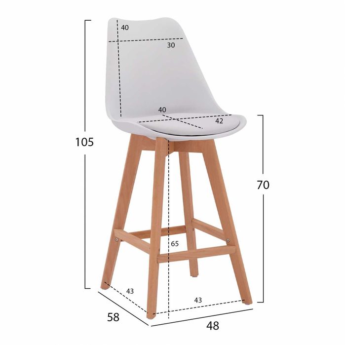 Бар стол Vegas - 4 различни цвята, 48x58x105см HM8000