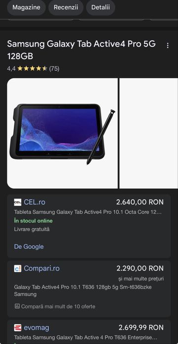 Tableta Samsung Galaxy Tab Active4 Pro 5G 128Gb ca Noua Sigilata