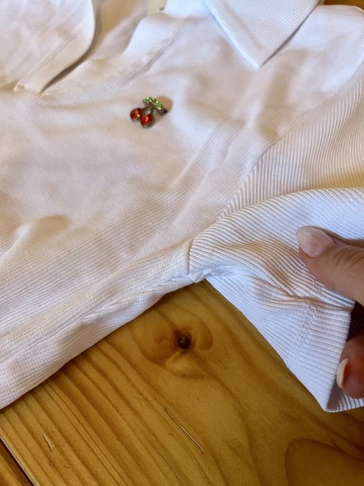 Блуза с къс ръкав, бяла