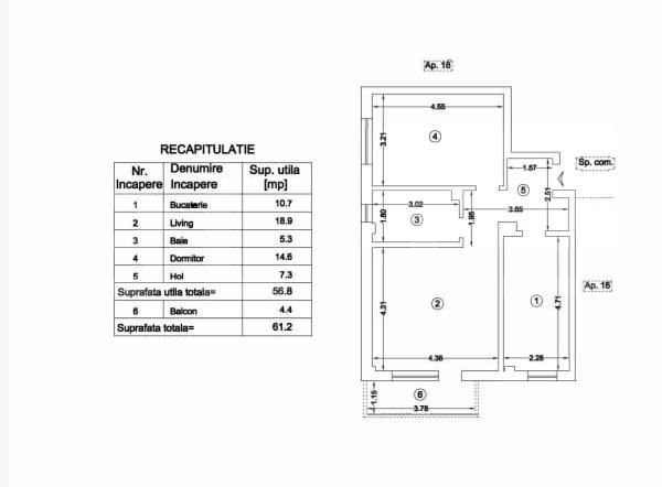 Apartament 2 camere, 61.20 mp - Zona Visan