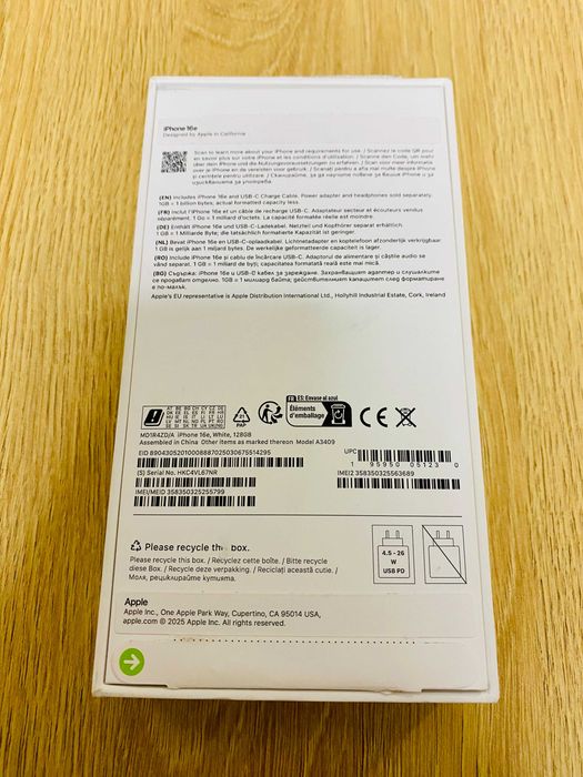 ЧИСТО НОВ !!! Apple iPhone 16e, 128GB, 5G, Black
