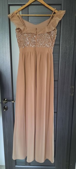 Rochie lunga eleganta roz-nude S 36-38
