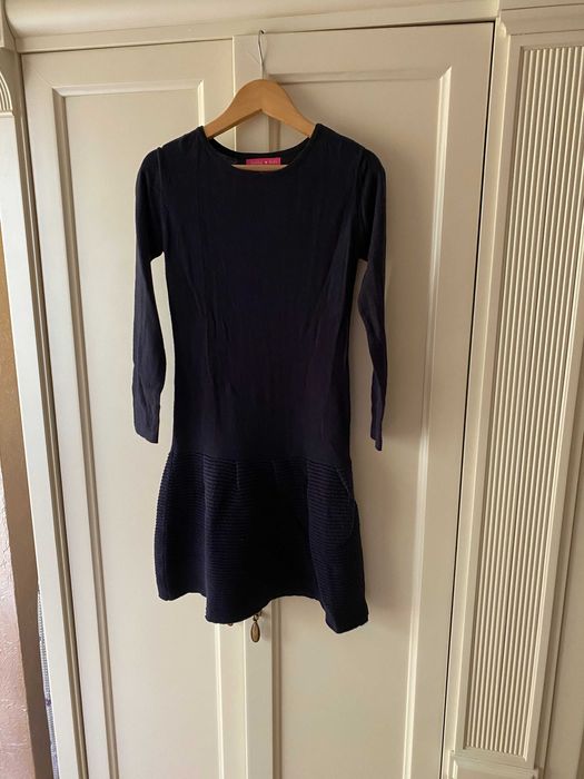 Детска тъмносиня зимна рокля 8/10 години