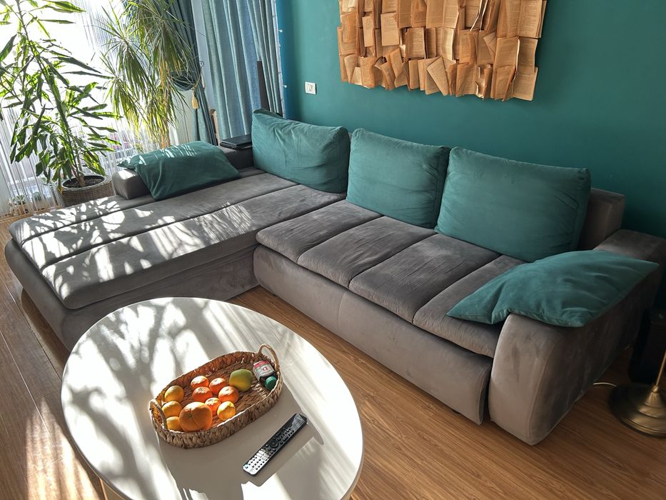 Vand coltar extensibil + masuta cafea lemn masiv