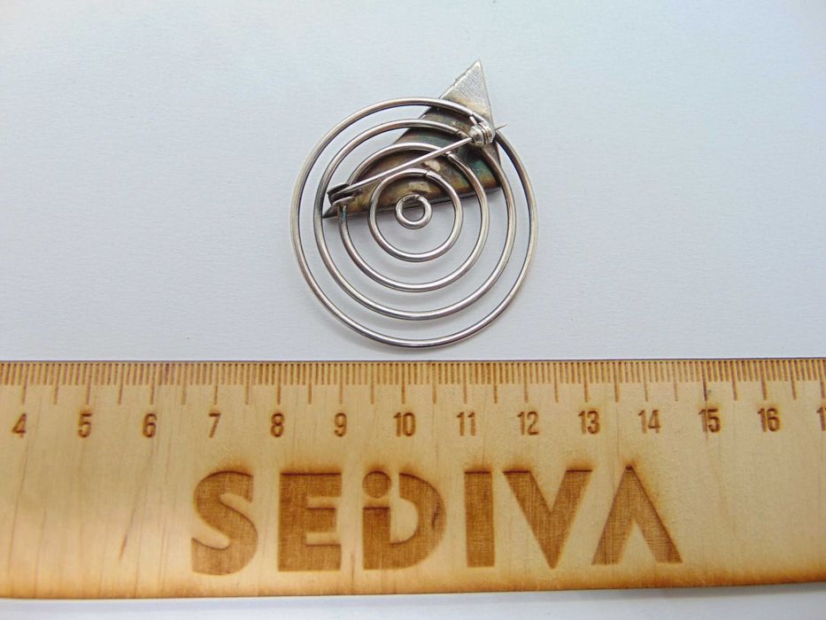 Brosa modernista din argint cu onix