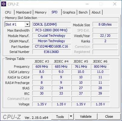 Memorie Crucial 8GB  DDR3, 1600MHz, CL11, 1.35V/1.5V