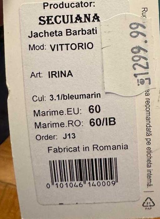 geaca bleumarin Secuiana cu puf de gasca