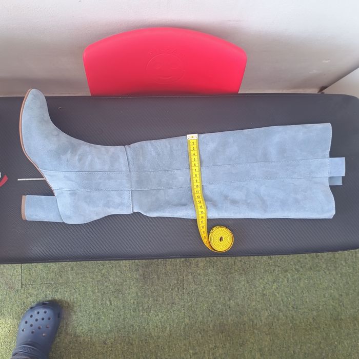 Cizme noi inalte piele intoarsa, bleu, 36