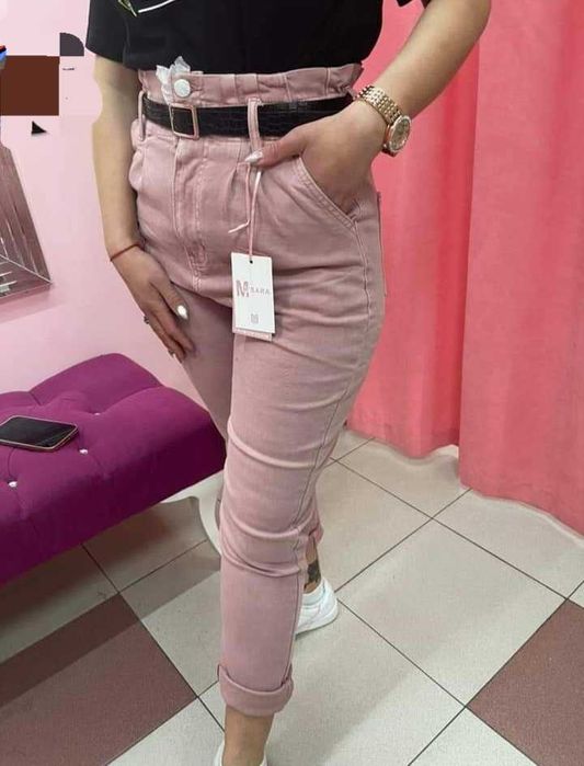 Дамски панталон цвят пепел от рози