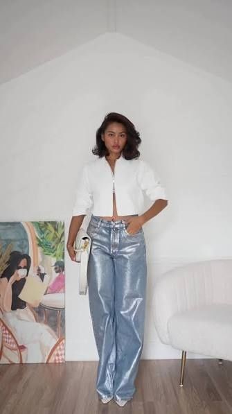 Blugi silver Zara Denim