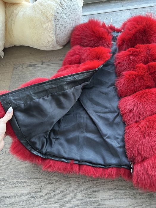 Елек от естествен косъм лисица естествена кожа елек червено