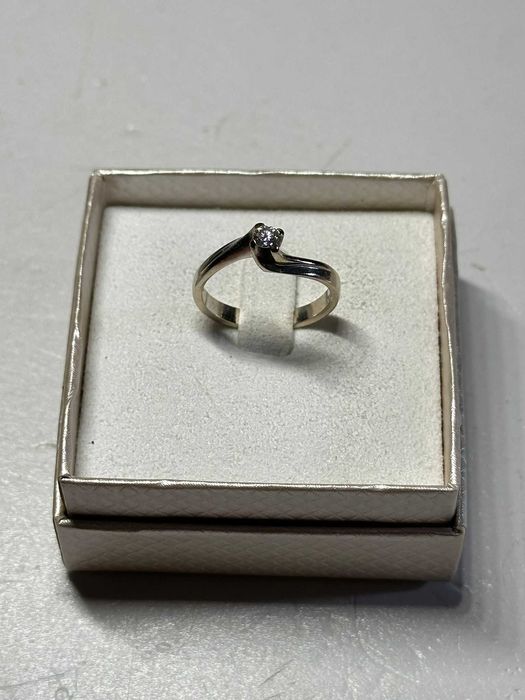INEL AUR alb 18K + 1 DIAMANT = 0.17CT - Solitaire - De logodna - TOP - 3.9g. !