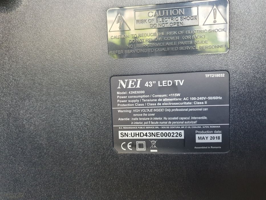 TV LED NEI 43NE6000, 43”, 4K Ultra HD, defect backlight