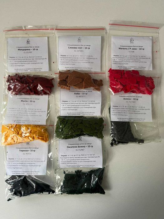 Аксесоари за свещи - фитили, бои, аромати, молдове, съдове | НОВИ