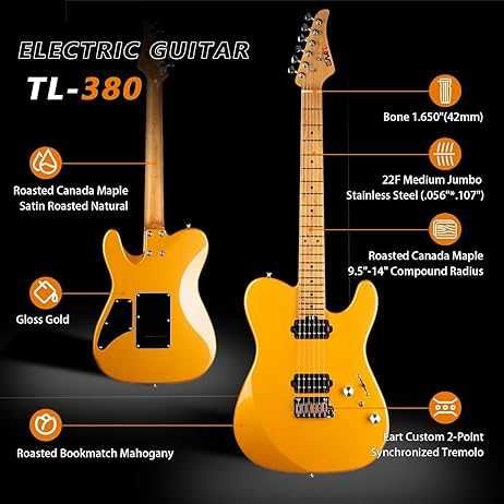 Chitara electrica Eart Elektro TL-380 GOLD - Nouă - GARANTIE