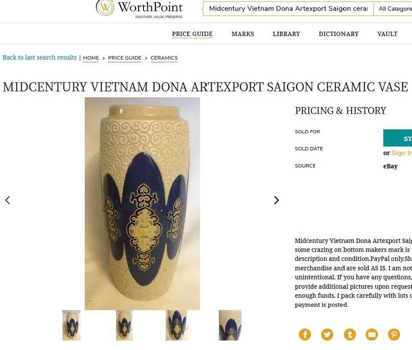 Винтидж Гравирани Керамични Вази VIETNAM DONA Artexport Saigon