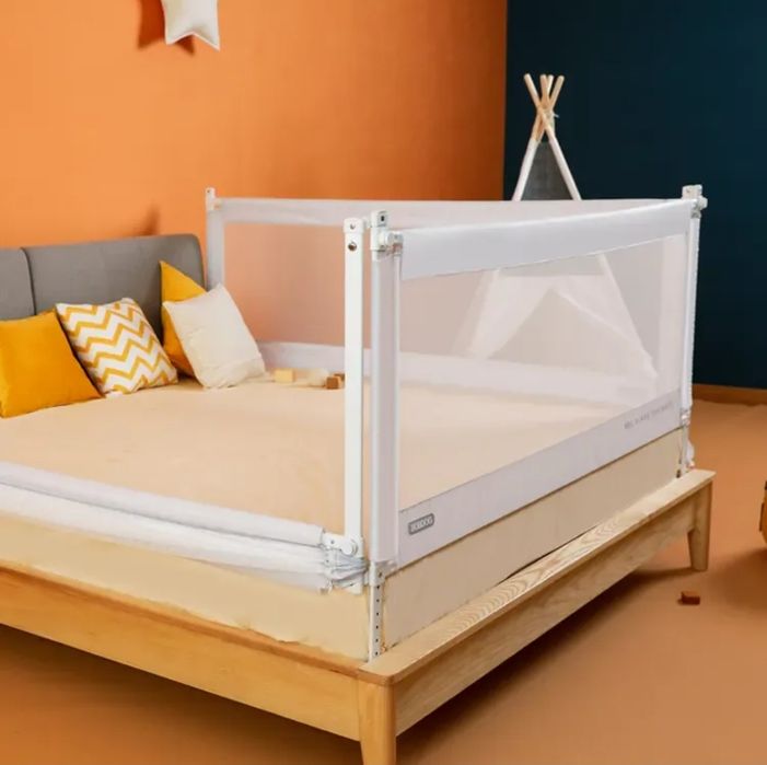 3 Protectii laterale pat 180x200 cm, inaltime 70-90 cm Gri