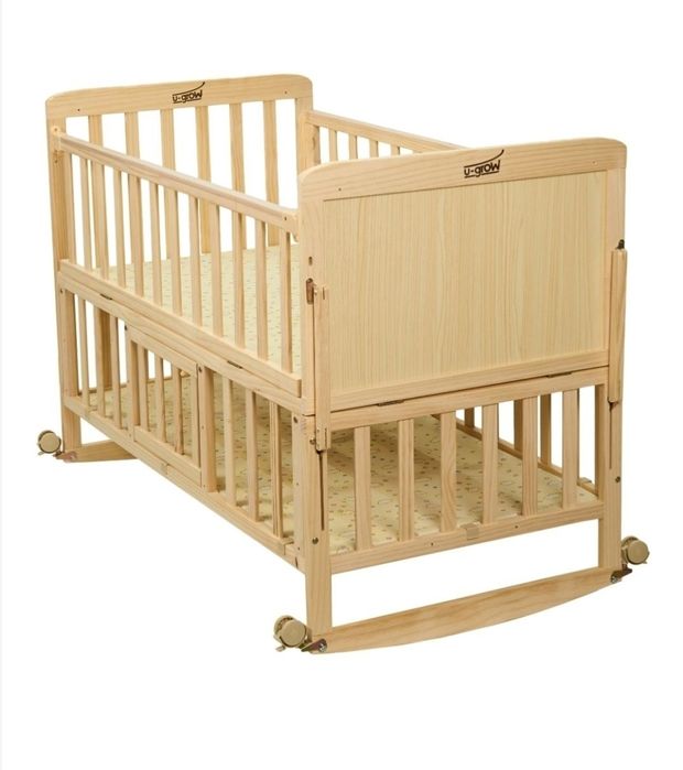 Patut bebelusi din lemn U-Grow 120x60 + saltea