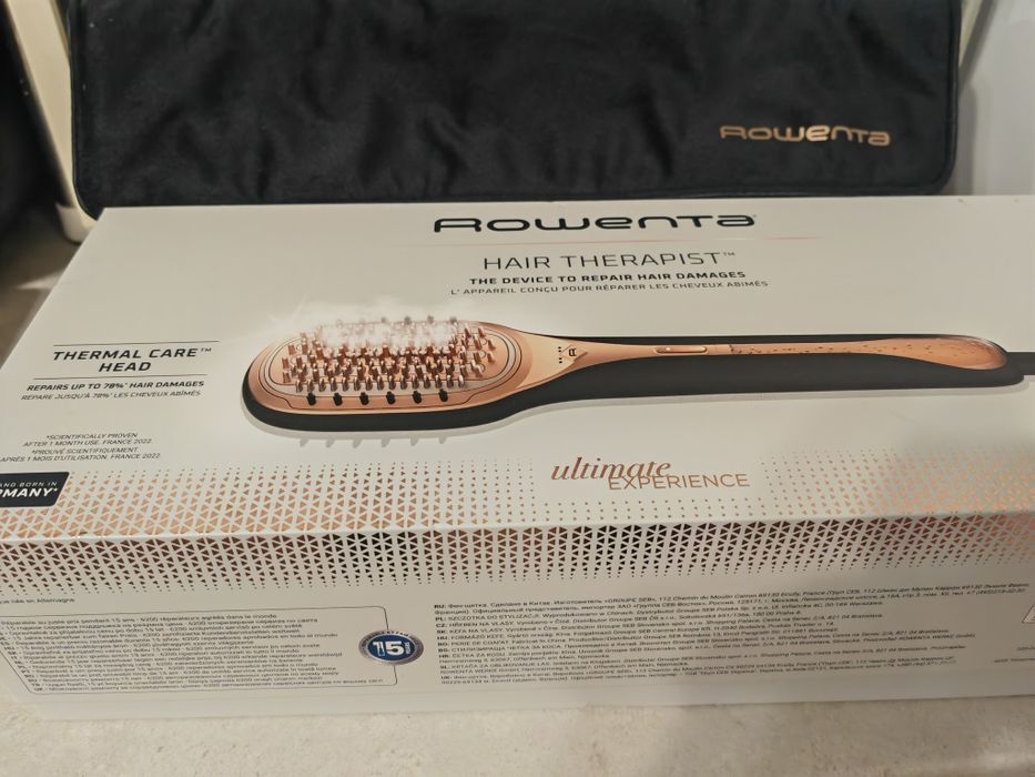 Perie reparatoare ROWENTA Hair Therapist CF9940F0, 165W, Invelis Kerat