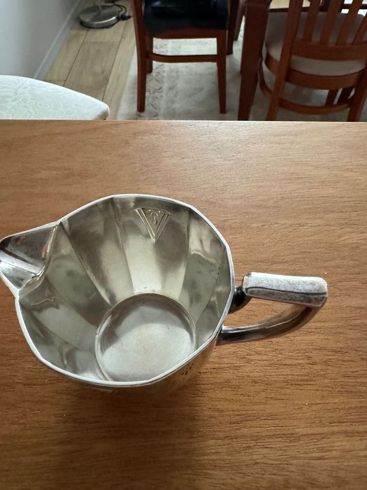 Сребърен комплект захарница и съд за мляко или сметана