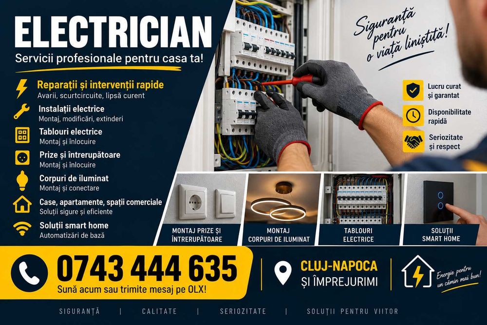 Electrician – reparații și intervenții rapide | Cluj și împrejurimi