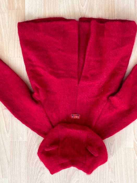 Ново разкошно червено вълнено палте с качулка Tuc Tuc