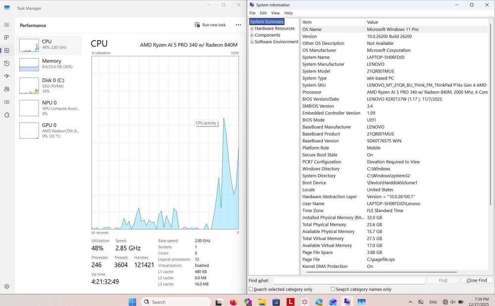 Lenovo ThinkPad P16 Gen4 Ryzen AI 5 PRO | 32GB | 1TB | НОВ