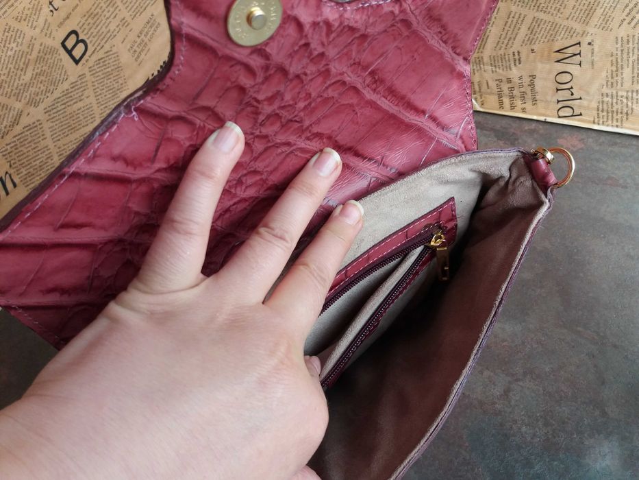 дамска чанта,розова малка кожена торба-естествена кожа,косъм