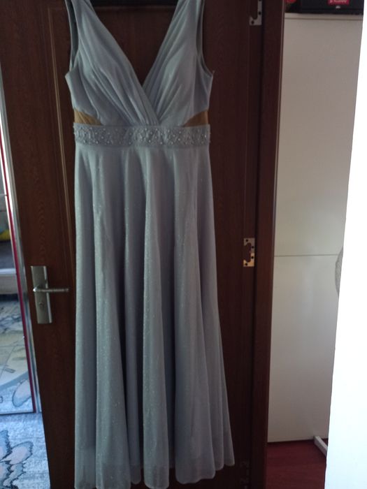 Rochie ocazie lunga argintie marimea 44