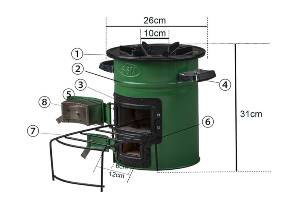 Печка барбекю за готвене на дърва с две ядра