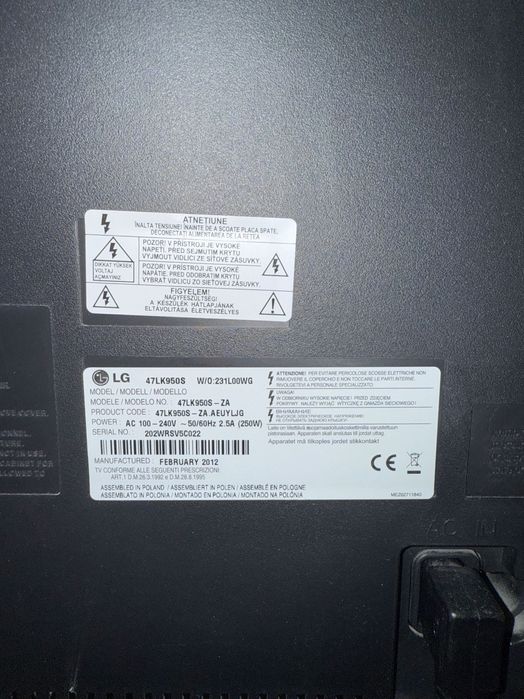 Продавам LG 47LK950S Cinema 3D Smart TV – 47" / 119.4 см – Full HD