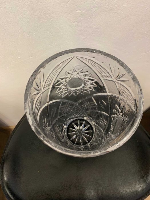 Vază cristal Pb de Bohemia din 1968, mare, slefuire manuala