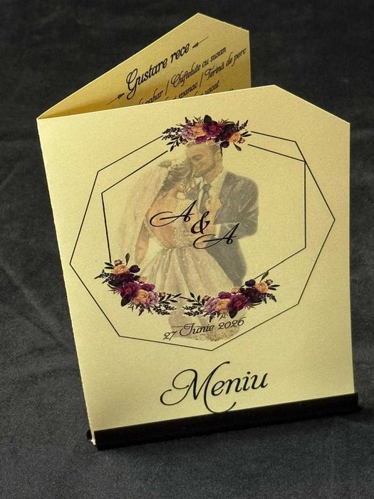 Meniuri nuntă tipărite – personalizate – asortate cu invitațiile