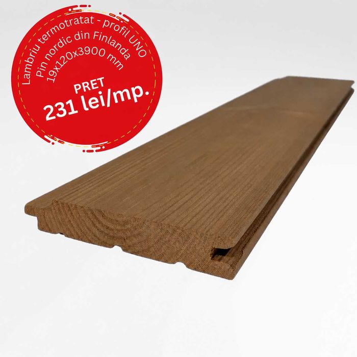 NOU! Lambriu profil UNO Termotratat  Pin Nordic Finlanda 19x120x3900mm