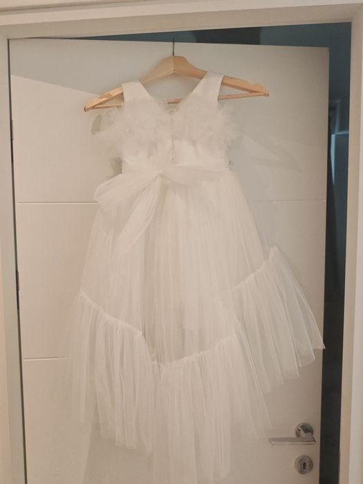 Rochie serbare Crăciun, fete 4-5 ani, Fulg de nea.+ cadou bolero alb