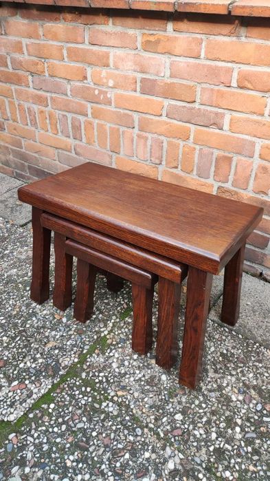 Масивни помощни масички дъб 3в1