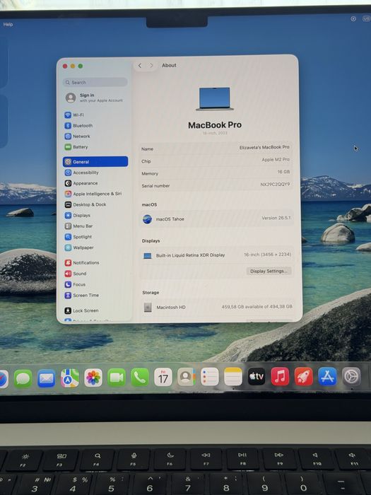 MacBook Pro 16-inch; M2; 512 GB SSD; 16 GB RAM