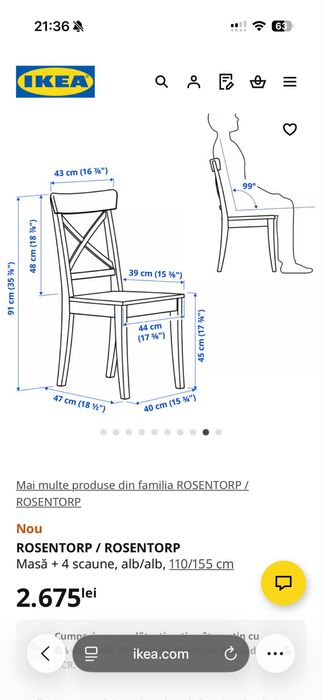 Masa ikea + 6 scaune
