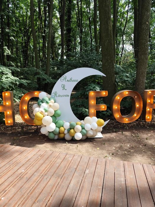 Decor foto botez din baloane - semiluna