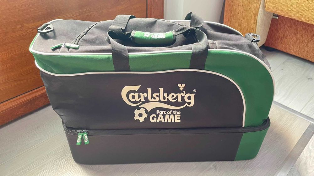 3 x Geantă voiaj/sport Carlsberg – compartiment pantofi – 2 noi, sigilate + 1 foarte puțin folosită