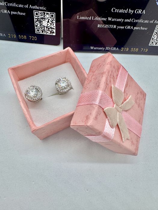 Сребърни обеци с мойсанит (Диамант) 1 карат