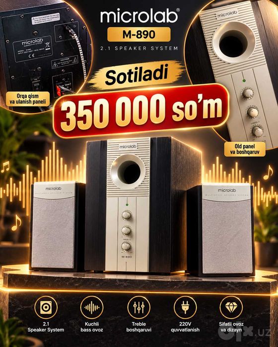 Microlab M-890 2.1 kolonka, sabvufer, bass, kompyuter karnayi, AUX