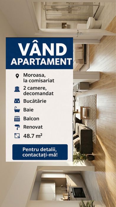 Proprietar! Vand apartament , Moroasa, comisariat