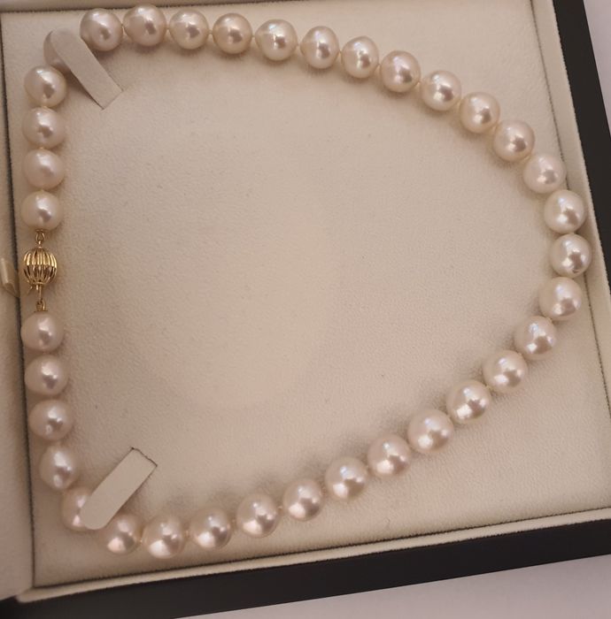 superb colier perle naturale edison 12mm si aur 14k