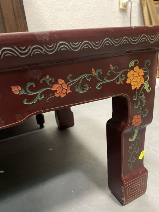 Японска лакирана маса Chinoiserie ръчна декорация Japan 1970