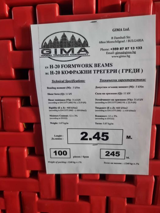 Кофражни греди Н20 доки трегери