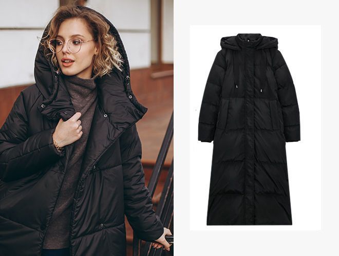 ZARA/ пуховик- анорак длинный женский